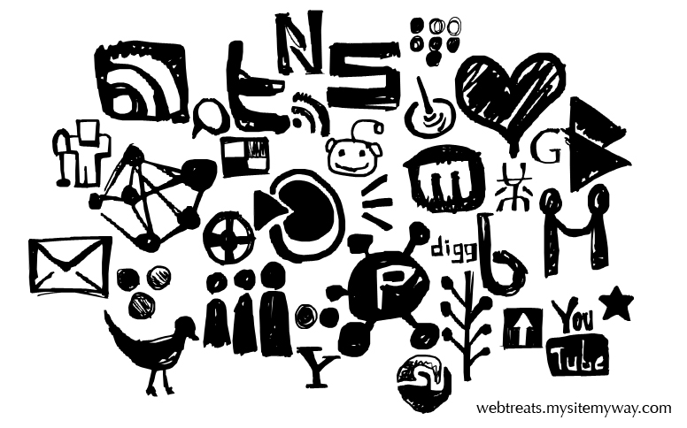 Hand Drawn Social Media Shapes by WebTreatsETC